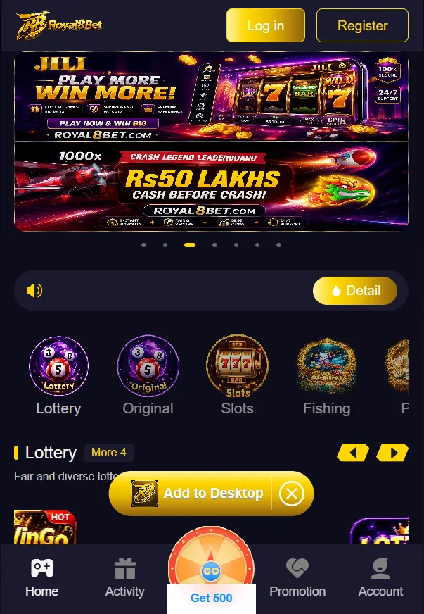 Royal 8 Game interface