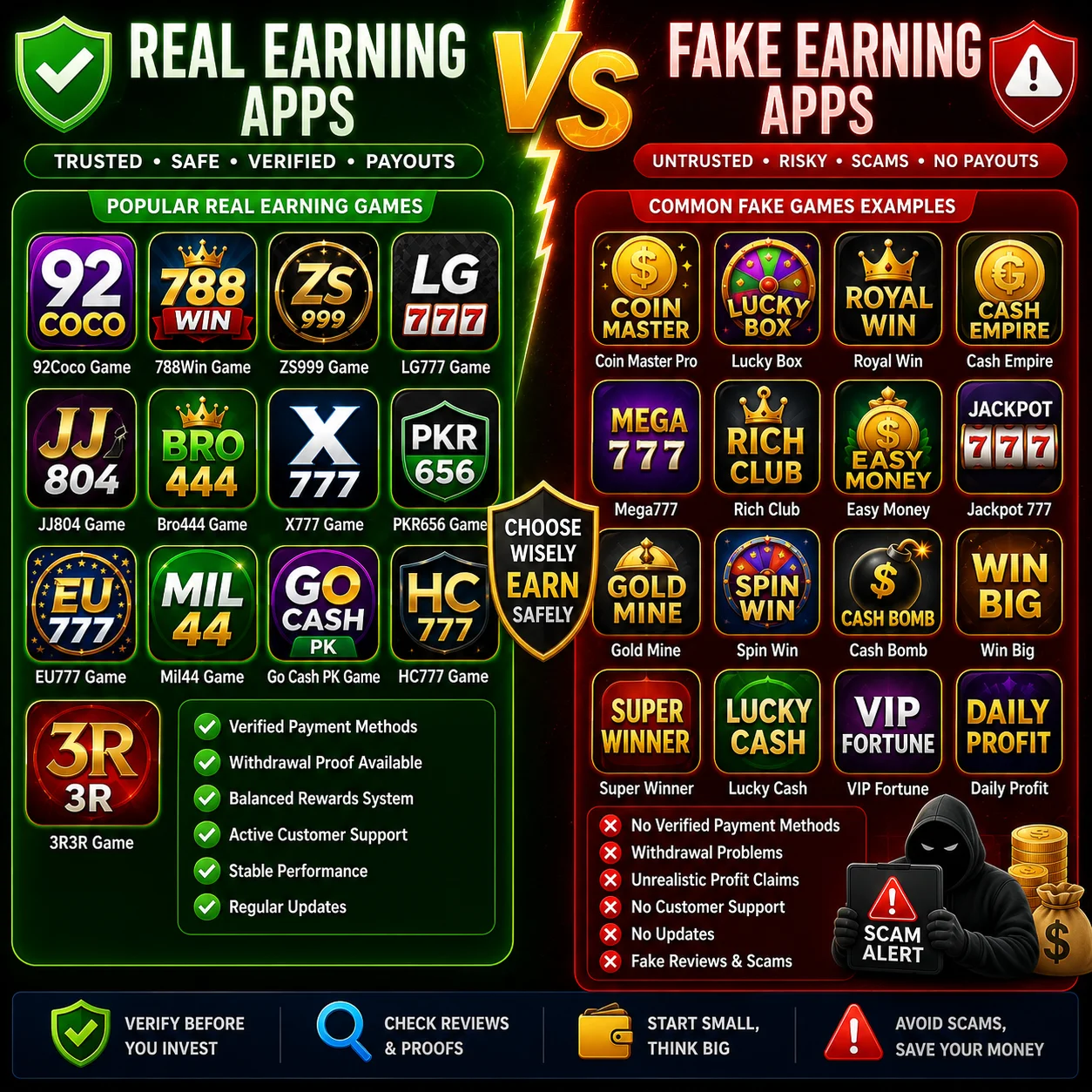 real vs fake earning apps